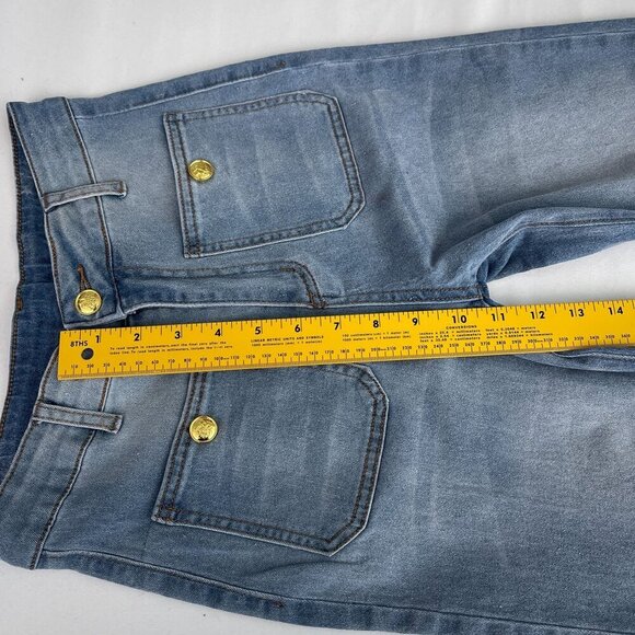 Sailor Gold Button Slim Wide-Leg Jean Light Wash Denim Women XS/24 - Picture 10 of 13